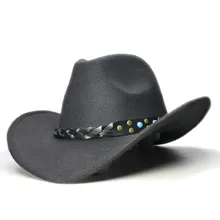 Ретро родитель-ребенок Женщины Мужчины/ребенок шерсть с широкими полями ковбойская шляпа ковбойская котелок Кепка бирюзовый шарик кожаный ремешок(57 см/54 см