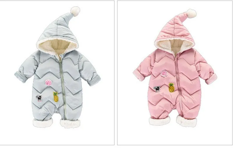CROAL CHERIE 60-100cm Baby Winter Girls Boys Clothes Warm Fleece Velvet Newborn Baby Romper Infant Costume Pink Sky Blue  (2)