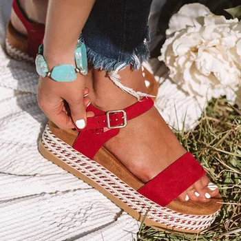 

Plus Size Platform Sandals Thick Bottom Summer Wedges Women Sandals Female Buckle Casual Ladies Shoes