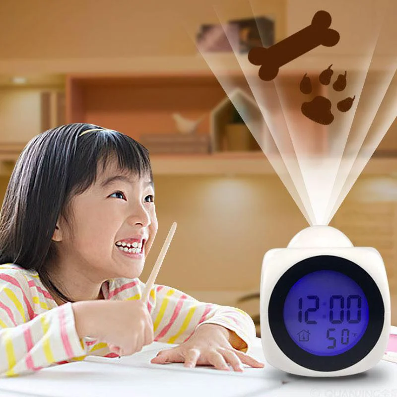 СВЕТОДИОДНЫЙ цифровой говорящий голосовой подсказочный дисплей время проекции будильник термометр функция повтора настольного будильника светильник