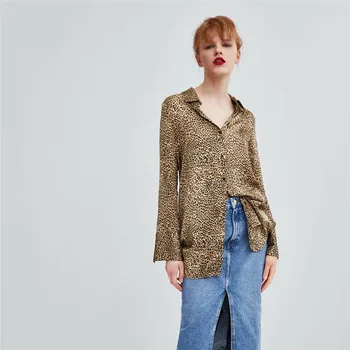 

Women Tops Spring 2019 Korean Style Fashion Clothing Leopard Women Shirt Sexy Vintage Casual Blouse
