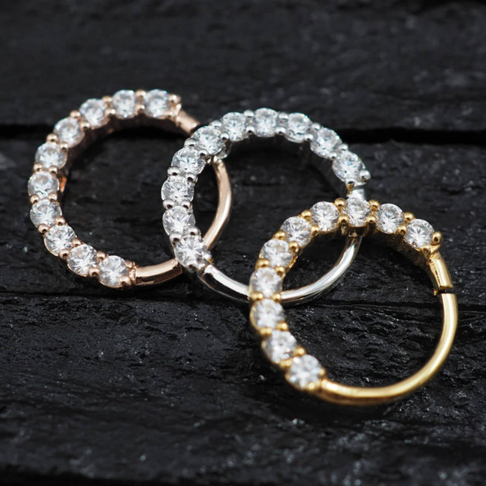 

1PC Nose Ring Zircon Daith Piercing Hoop Daith Hoop Earring Small Hoop Septum Piercing Hook Piercing Women Men 6/8mm Trendy Hot