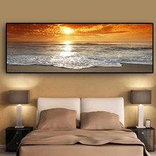 Pósteres e impresiones de paisaje marino de playa Natural Sunsets lienzo pintura Panorama escandinavo arte de pared imagen para sala de estar