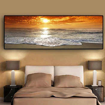 

Sunsets Natural Sea Beach Landscape Posters and Prints Canvas Painting Panorama Scandinavian Wall Art Picture for Living Room