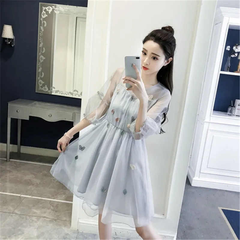 

Obese woman love clothing plus size S-4XL 2018 spring and summer new women's dress fashionable elegant gauze party beach dresses