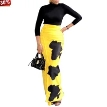 Женская юбка сезон: весна–лето модные 3d принт высокий разрез пикантное платье макси Миди-юбки Винтаж Высокая Талия вечеринка Bodycon Club Юбка