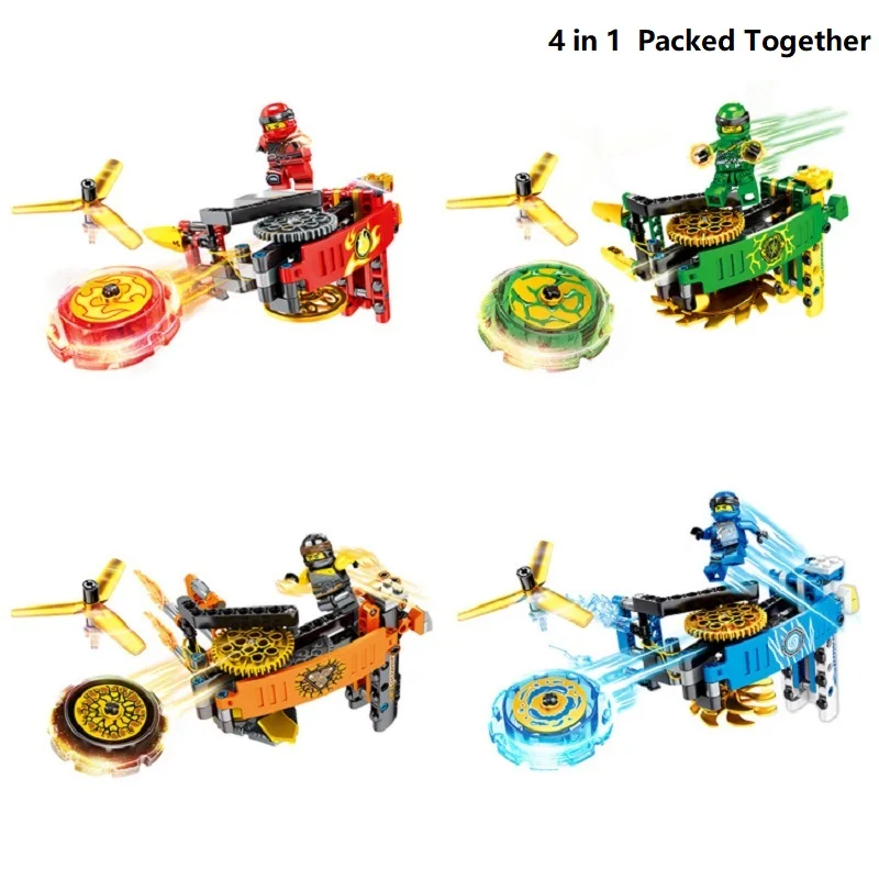 4 типа серии ниндзя Вращающийся Летающий гироскоп строительные блоки технические могут лететь для детей подарок