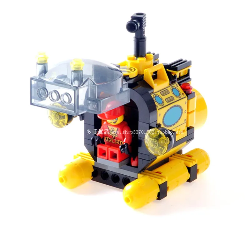 122Pcs Undersea City Series Treasure Hunt Tiny Submarine Building Blocks Model Compatible Legoe City Toys Gift For Children (7)