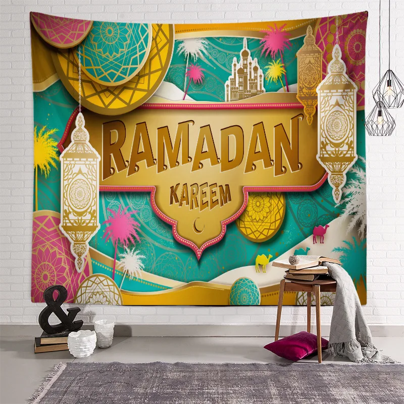 

Muslim retro Ramadan Bright lighthouse Holiday gift decoration tapestry Wall hanging Beach towel HD printing shawl hang cloth