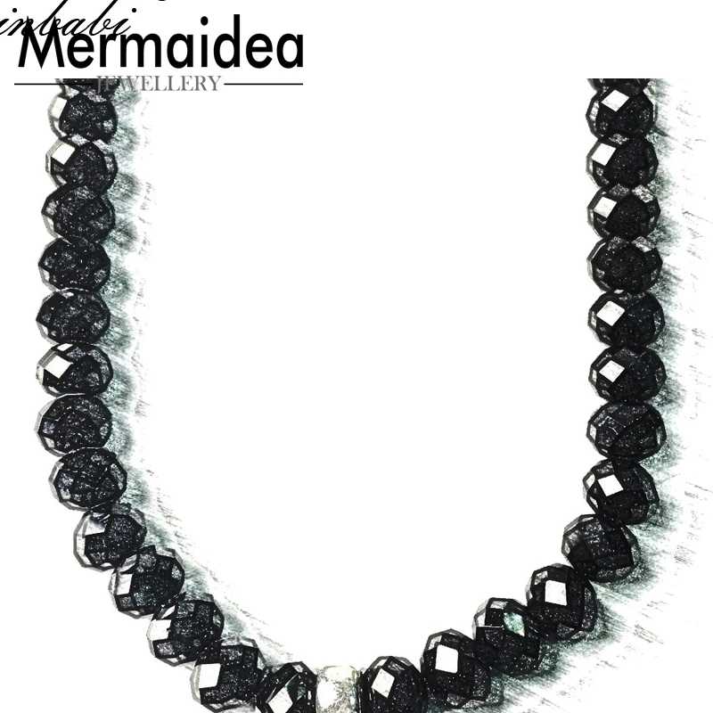 

Necklace Black Crystal Trendy Gift Women Men DIY Jewelry 925 Sterling Silver Fashion Jewelry Wholesale