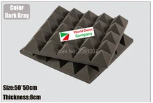 Brand New 8pcs big size 50x50x8cm Dark Gray pyramid shaped Soundproofing Acoustic foam Sound Treatment Studio Room Absorption