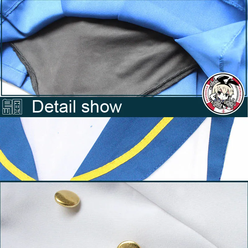 Coshome Kantai Collection Shimakaze Cosplay Costumes Sailor Mini Skirt Women Girls Uniforms  Full Clothing Set For Comic-Con (6)