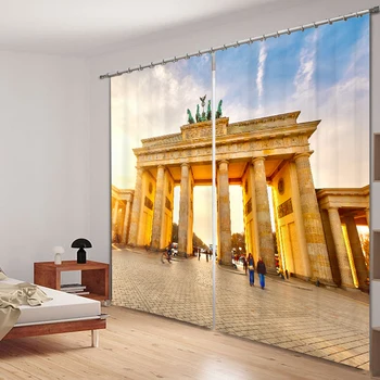 

Places of interest Building 3D Painting Blackout Curtains Office Bedding Room Living Room Sunshade Window Custom-made Size