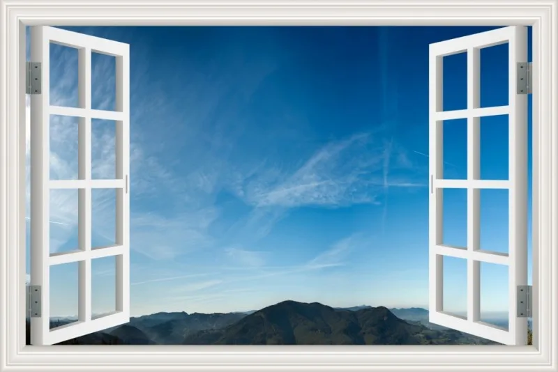 HD пейзаж 3D вид на окно наклейки виниловая наклейка обои облако голубое небо для гостиной кухня стены Искусство стены плакат картина - Цвет: 27