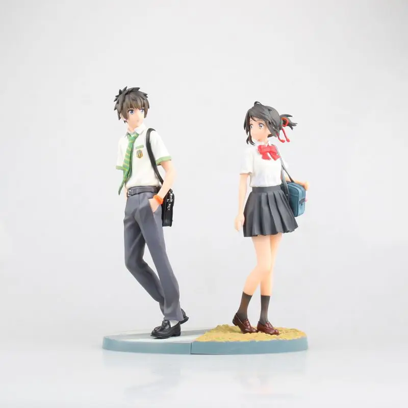 Anime Your name Kiminonawa Tachibana Taki Miyamizu Mitsuha PVC Action Figure Collectible Model doll toy 22cm (2pcs/set)