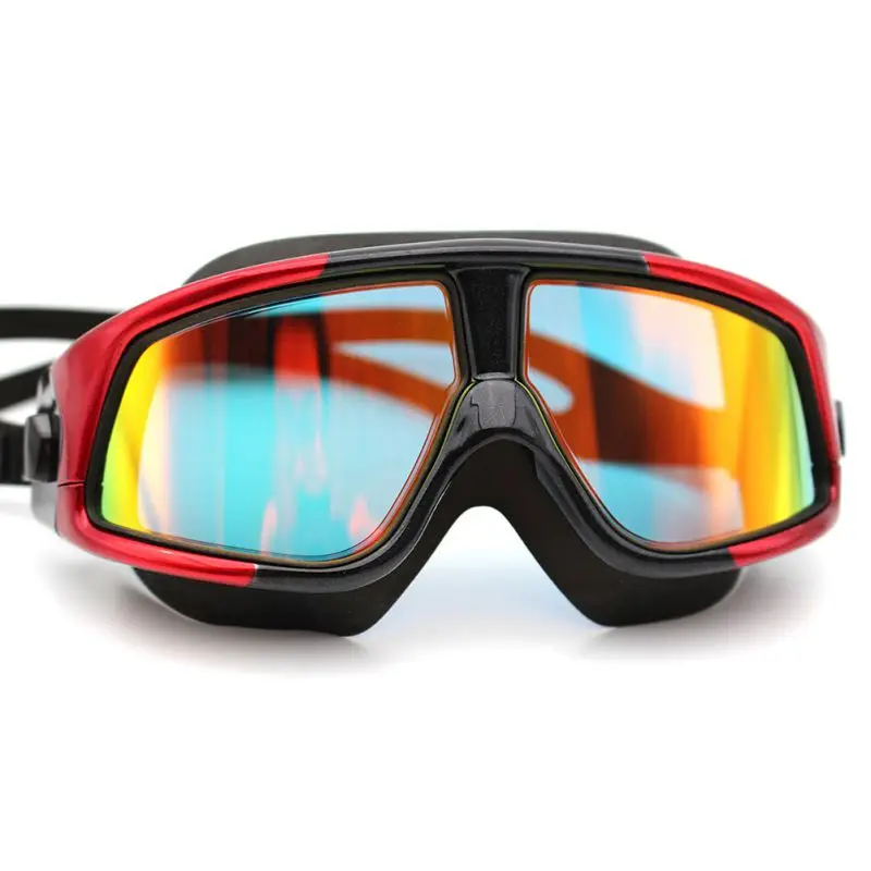 Взрослых высокой четкости водонепроницаемый туман предотвратить УФ ультра-большая коробка профессиональные очки для плавания(покрытие/Поляризационные) более широкое видение - Цвет: plating red