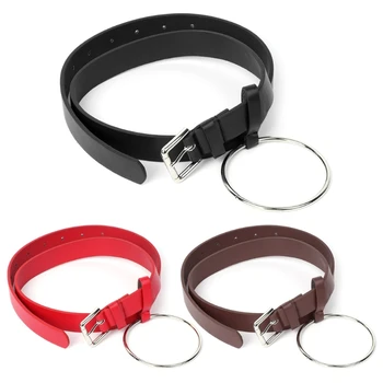 

Fashion Women Waist Belt Pin Buckle Belt Waistband With Metal Round Ring Circle