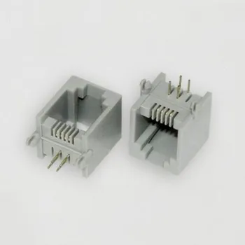 

100pcs/lot RJ11 6P6C Modular Jack Network Socket 6 Pin 90 Degree Curved Needle Welded Type With Side