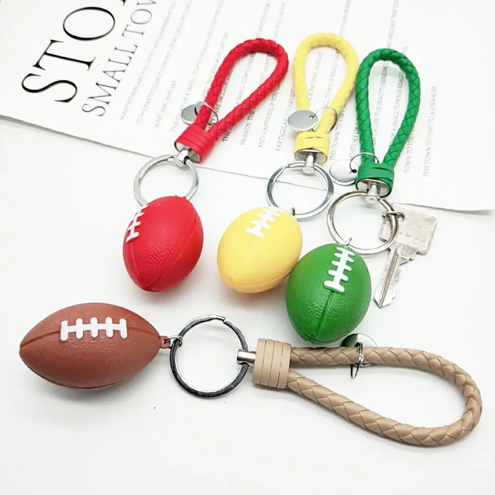 جديد جلدية حبل الرجبي مفتاح سلسلة قلادة الرياضة المنافسة هدايا الرجال والنساء سيارة مفتاح حلقة حقيبة شنقا