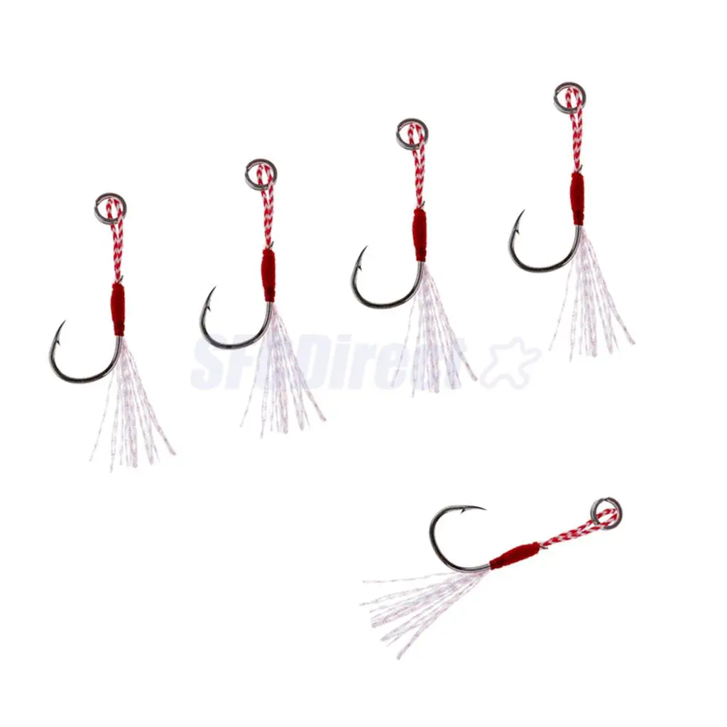 5Pcs Deep Sea Fishing Assist Hooks Worm Barbed Hooks Live Baits Hooks with PE Line 13# 15# 17#