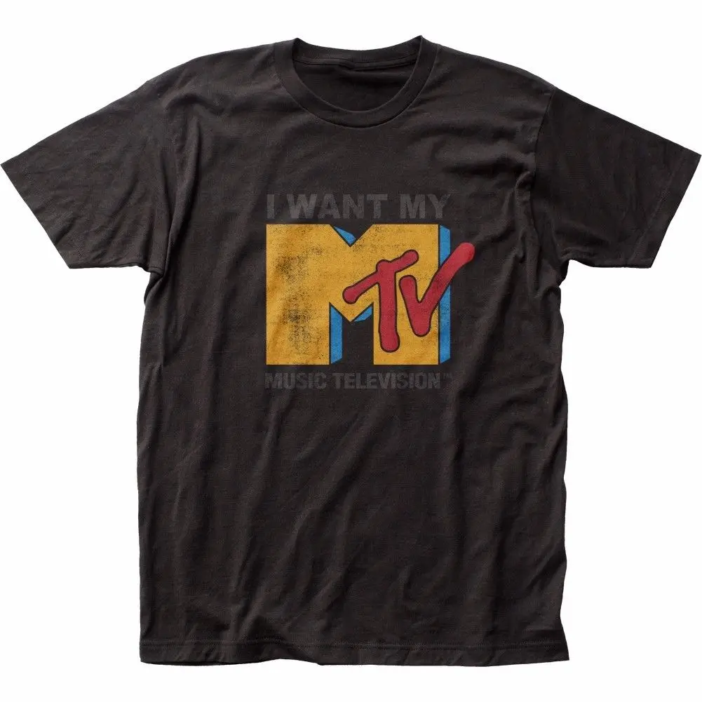 

MTV I Want My MTV Fitted Licensed Adult T Shirt Men T Shirt Short Sleeve Round Neck 2018 Summer Men'S Brand Clothing O-Neck tops