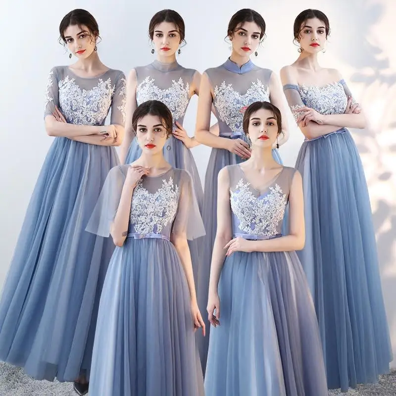 

Bridesmaid Wedding Dress Elegant Lady Long Slim Qipao Improved Mesh Cheongsam Sexy Prom Party Dresses Graduation Gowns XS-XXL
