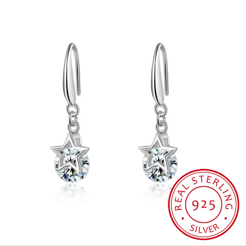 

Lekani 925 Sliver Women Earrings Made With Swarovski Crystal Elegant Star Drop Earrings Fine Jewelry Wedding Earrings
