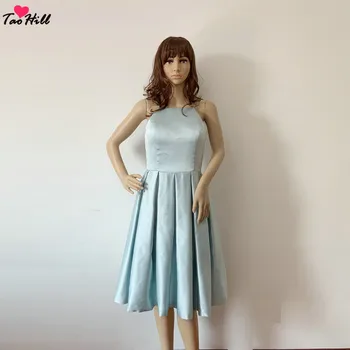 

TaoHill Cheap Evening Dresses for Women Spaghetti Neck A-line Blue Dress