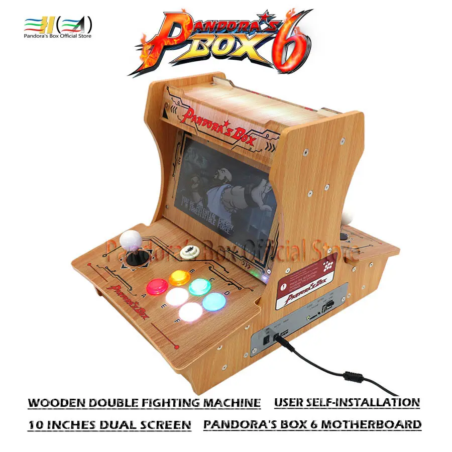Pandora Box 6 1300 in 1 Wooden Double fighting machine diy mini arcade bartop User self-installation support add fba mame ps1 3d Pandora Box 6 1300 in 1 Wooden Double fighting machine diy mini arcade bartop User self-installation support add fba mame ps1 3d