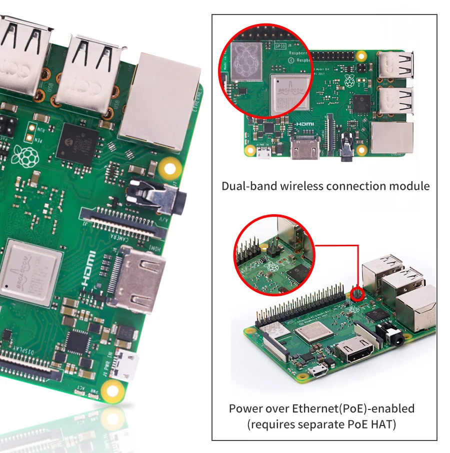 1 шт. Raspberry Pi 3 Model B+(вилка) Встроенный четырехъядерный Процессор Broadcom 1,4 ГГц 64 бит Wifi Bluetooth и usb-порт