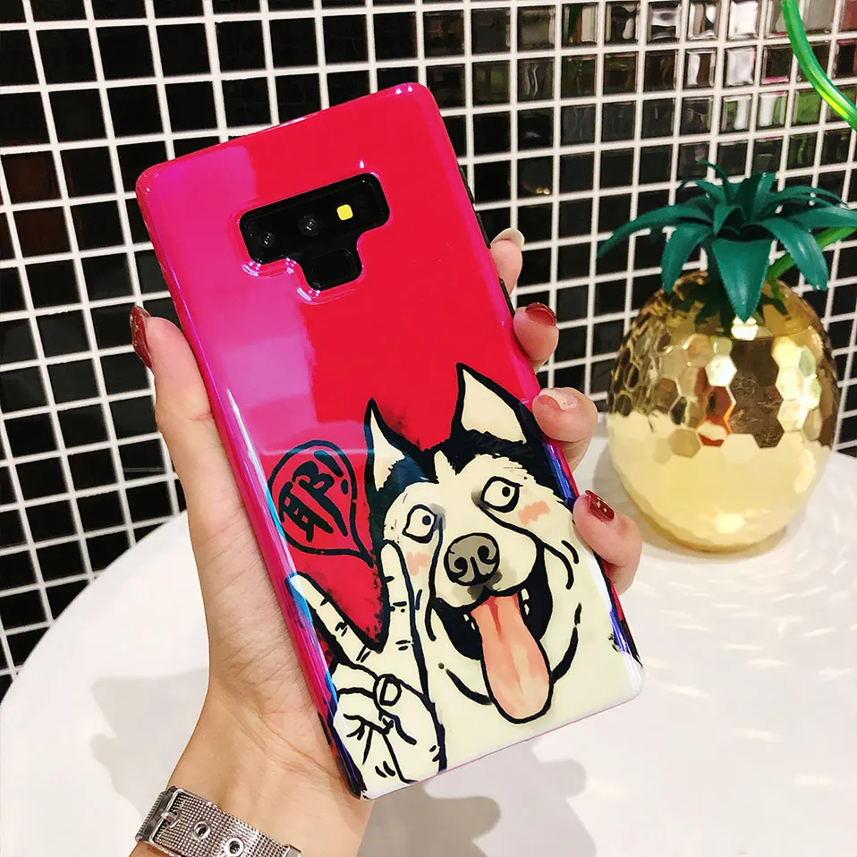 For Note 8 9 Cute dog pattern Covers Blu-ray IMD+TPU Phone Cases Samsung Galaxy S8 S9 Fundas Plus Housing |
