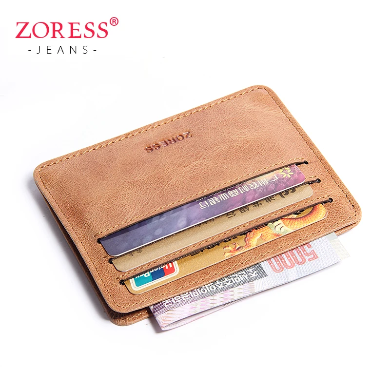 

ZORESS Mini Slim Visa Credit Vintage Card Holder Wallet Purse Bag Pouch Genuine leather Credit Card Case 2 Color