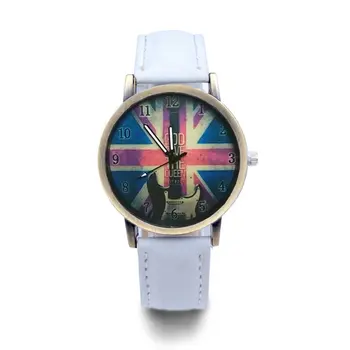 

Student Watch Rice Flag British Flag Print Leather Strap Women Watches Fashion Wristwatch
