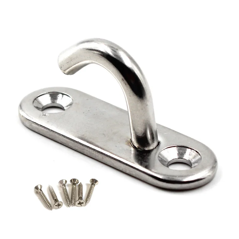 

(2PCS To 6PCS) M5 M6 M8 Wall Mounted Ceiling Hook 304 Stainless Steel Eye Pad Plate For Yoga Swings Hammock Boat (With Screws)