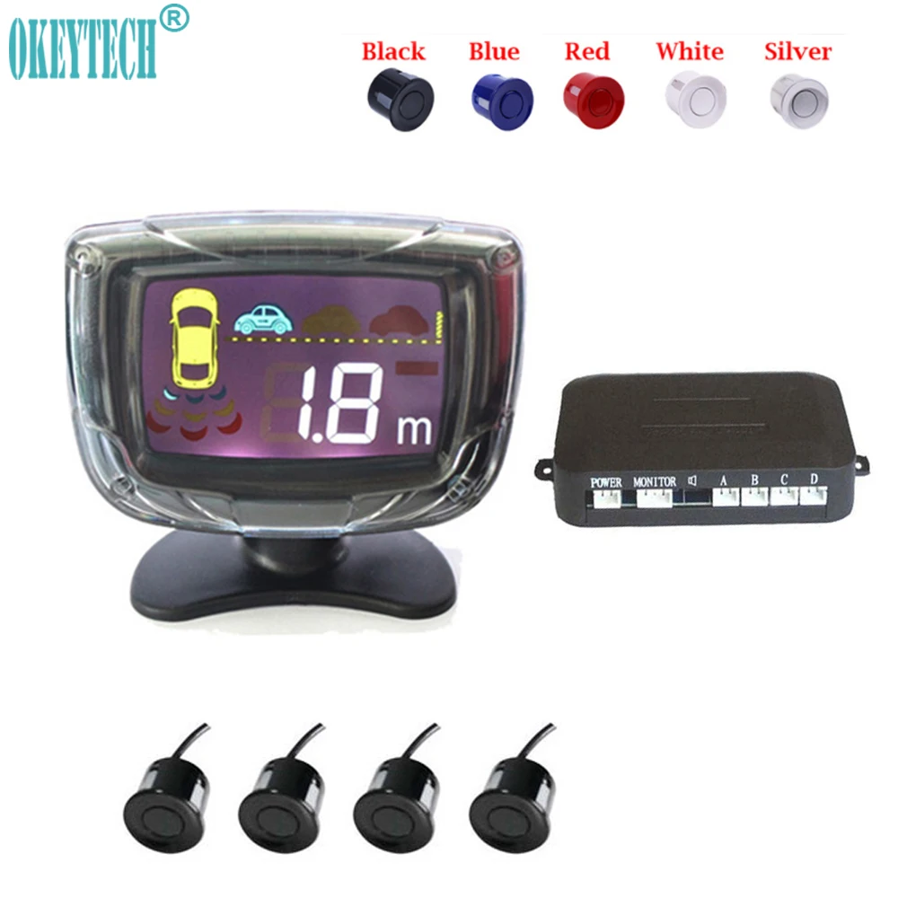 OkeyTech Car Parking Sensor Kit With 4 Sensors 22mm Buzzer LCD Display