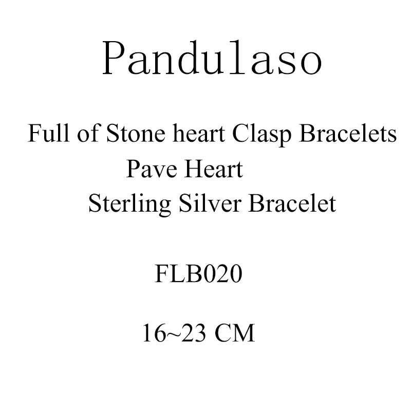 

Pandulaso Sterling Silver Bracelet Pave Heart Bracelets For Woman DIY beads for Jewelry making European Woman Silver Bracelet