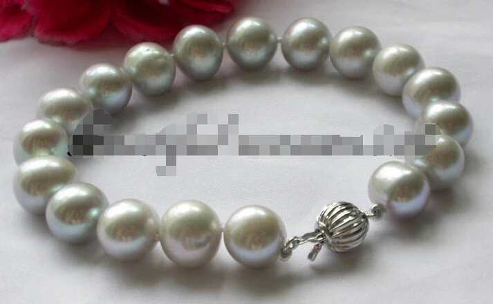 

z1782 8" 11mm round gray fw pearl bracelet bangle@^Noble style Natural Fine jewe SHIPPING new >>free shipping -Bride jewelry fre