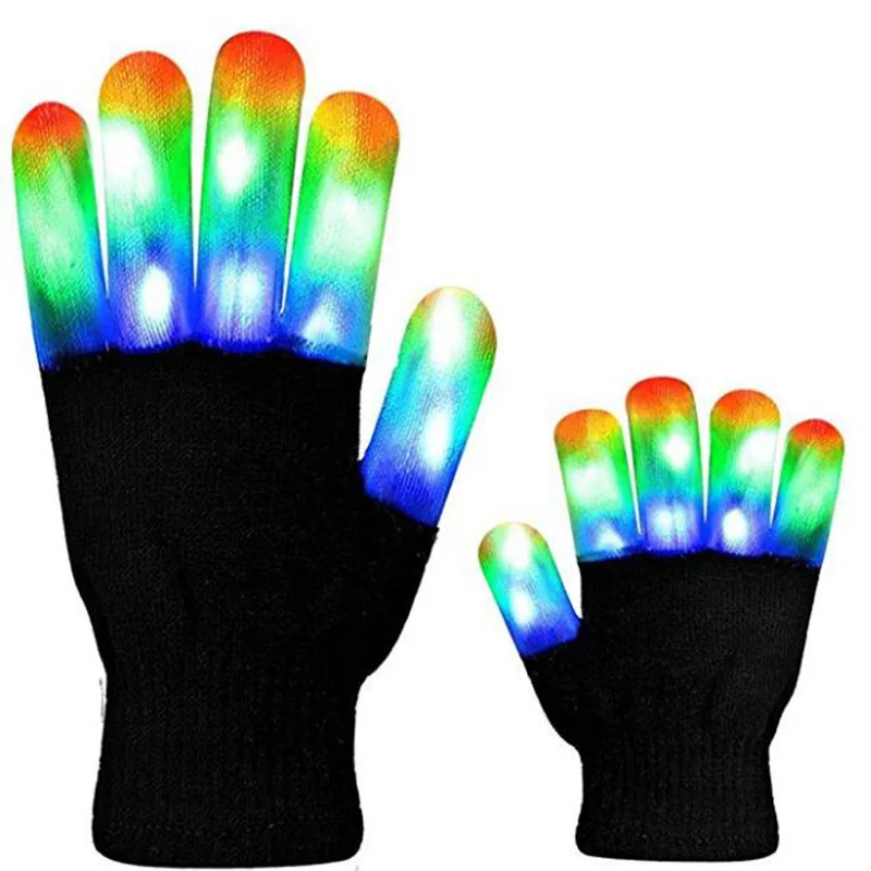 LED Magic Gloves Finger Lights 7 Mode Colorful Light Up Finger Tip