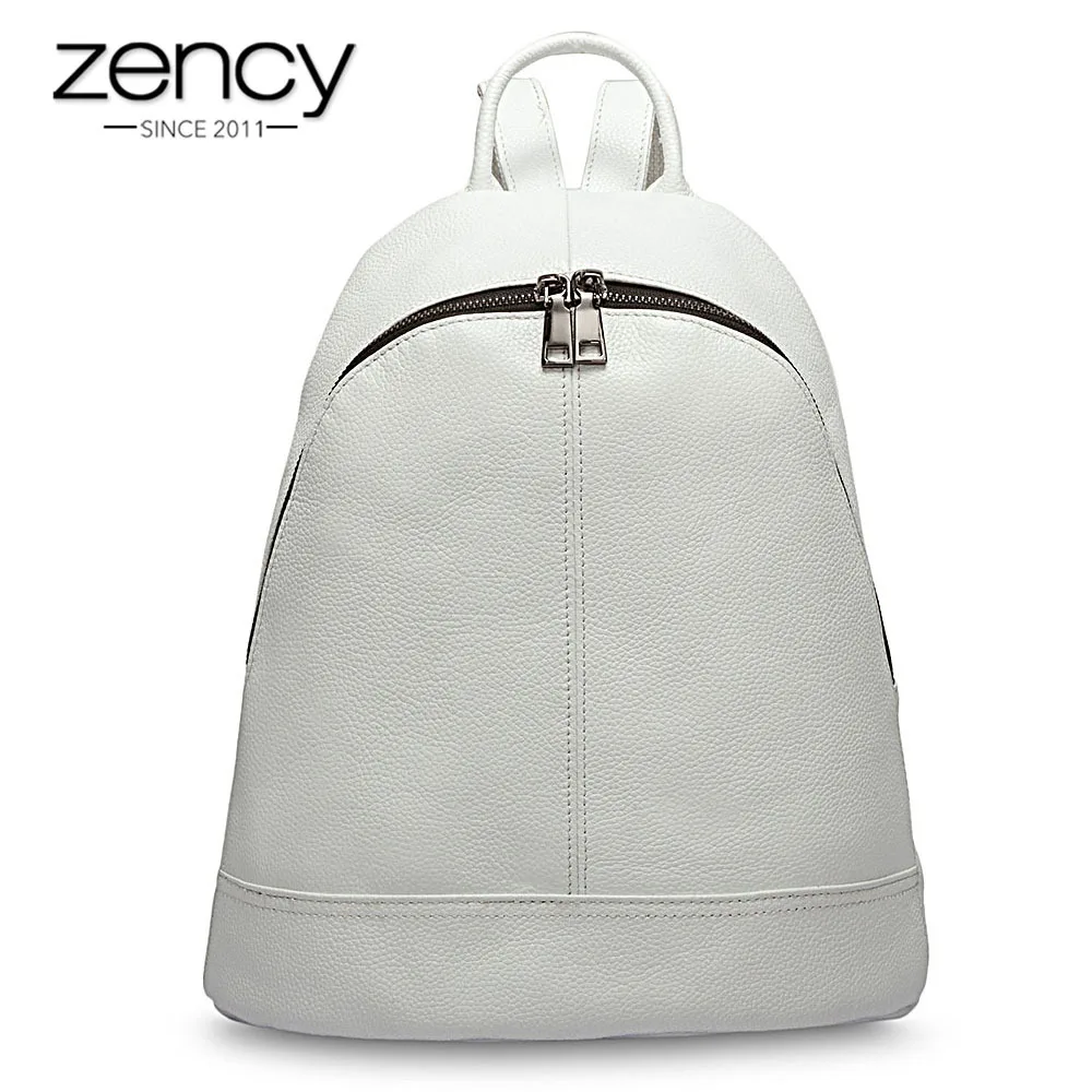 Zency 100% جلد طبيعي أزياء النساء Preppy نمط الفتاة المدرسية الأسود عطلة حقيبة سيدة عارضة حقيبة سفر