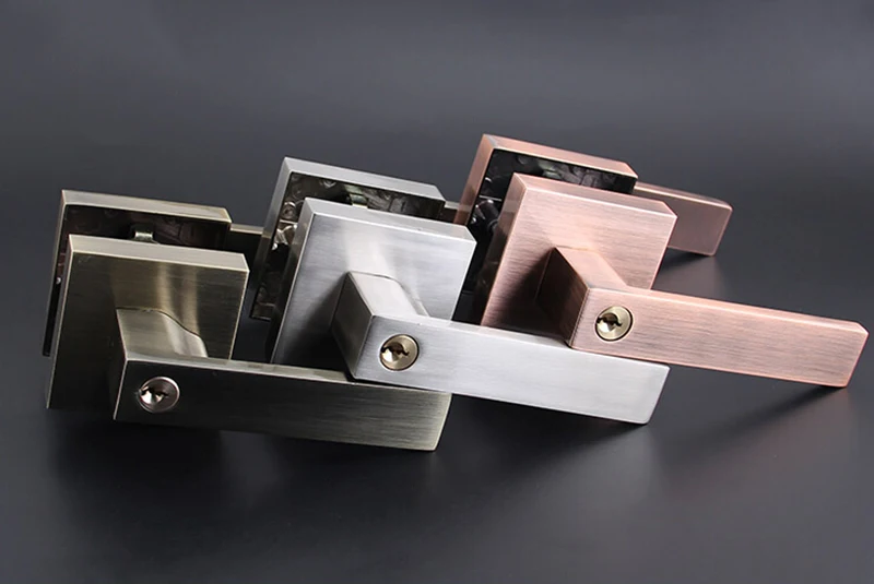 Free shipping single bolt lock room door handles interior lock with 3pcs brass keys 3 colors