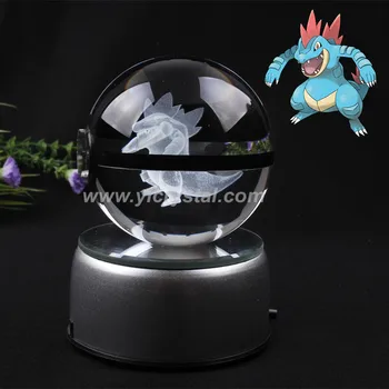 

Elegant Fashion Pokemon Design Feraligatr Crystal Go Pokemon Ball With LED Base