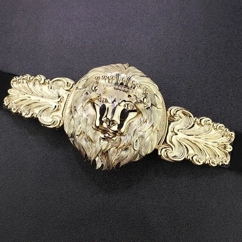 Womens luxury big Gold Lion Head Belt Designer belts for women Dress