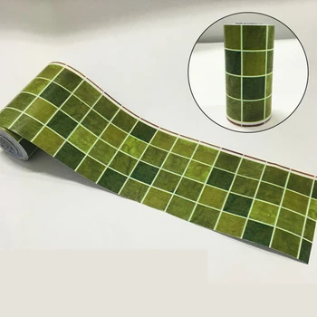 

Classic Green Grid Wallpaper Borders Waterproof Bathroom Tile Waist Line Stickers Diy Adhesive Kitchen Wall Decor Sticker Ez073