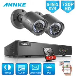 ANNKE 4CH HD 720 P 5in1 1080N DVR 2 шт. 720 1500TVL Открытый Всепогодный ИК День камера наблюдения ночного видения системы скрытого видеонаблюдения 1 ТБ HDD