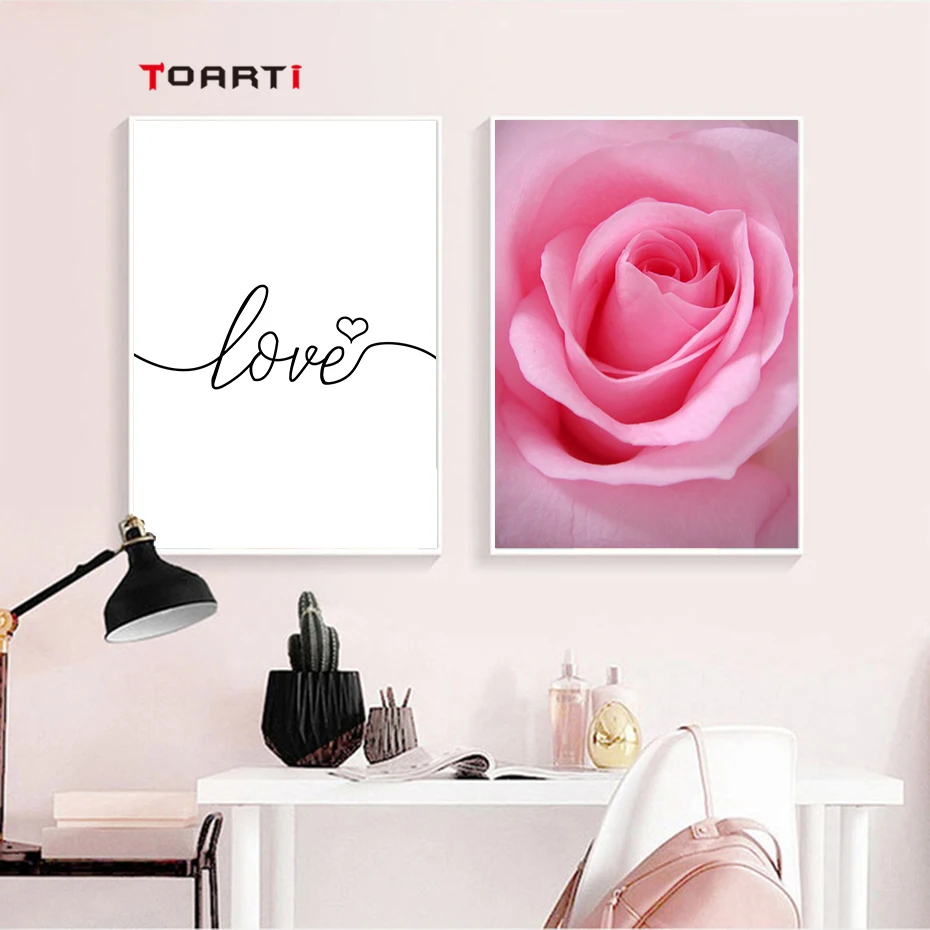 love quote pink flower  living room home wall art (1)