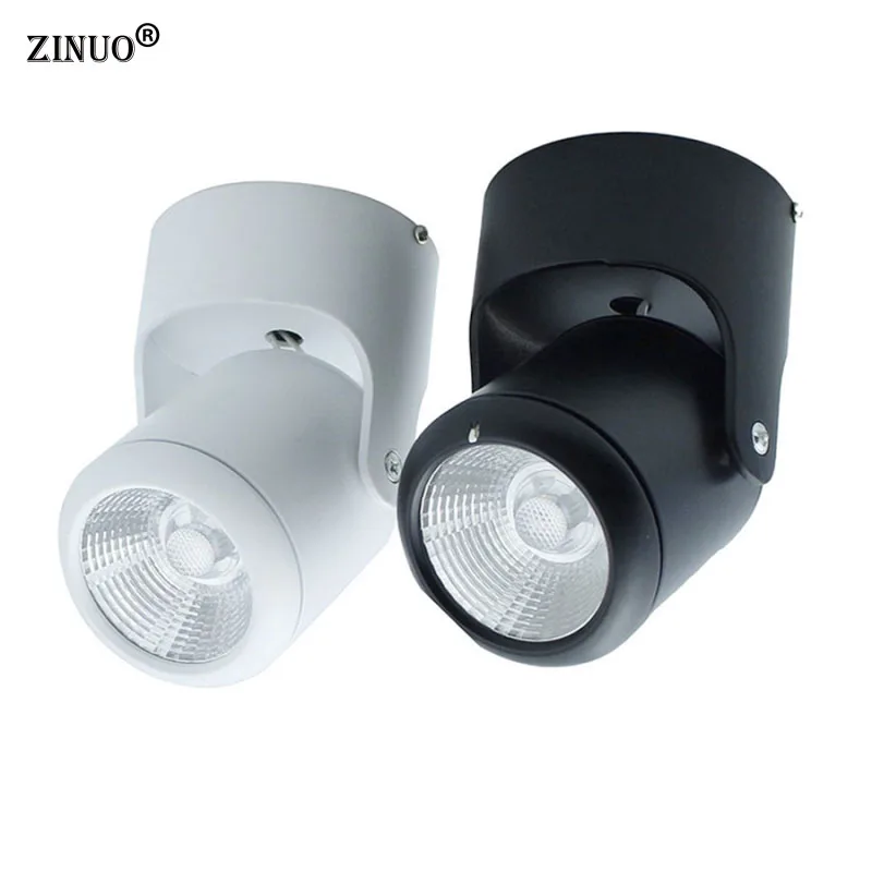 

ZINUO 10W COB Led Downlights 180 degree Rotation Surface Mounted Ceiling Spot Ceiling Downlight White Warm White AC85-265V
