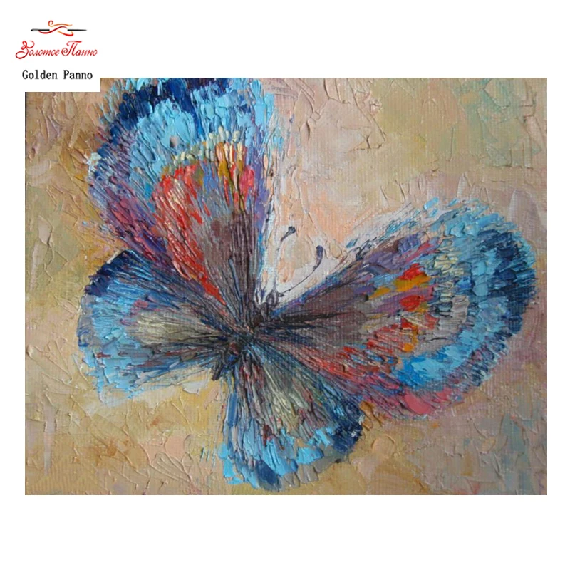 

Golden Panno,DIY DMC 11CT 14CT completely Cross stitch Blue butterfly kits embroidery needlework sets wall decoration