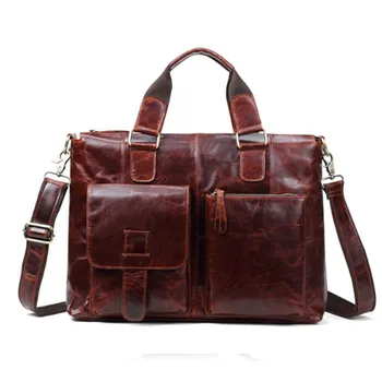 

2018 Crazy horse New Men's Business Bag Brand cow Genuine Leather Male Fashion Shoulder Bags Luxury Handbag Men Crossbody Bag