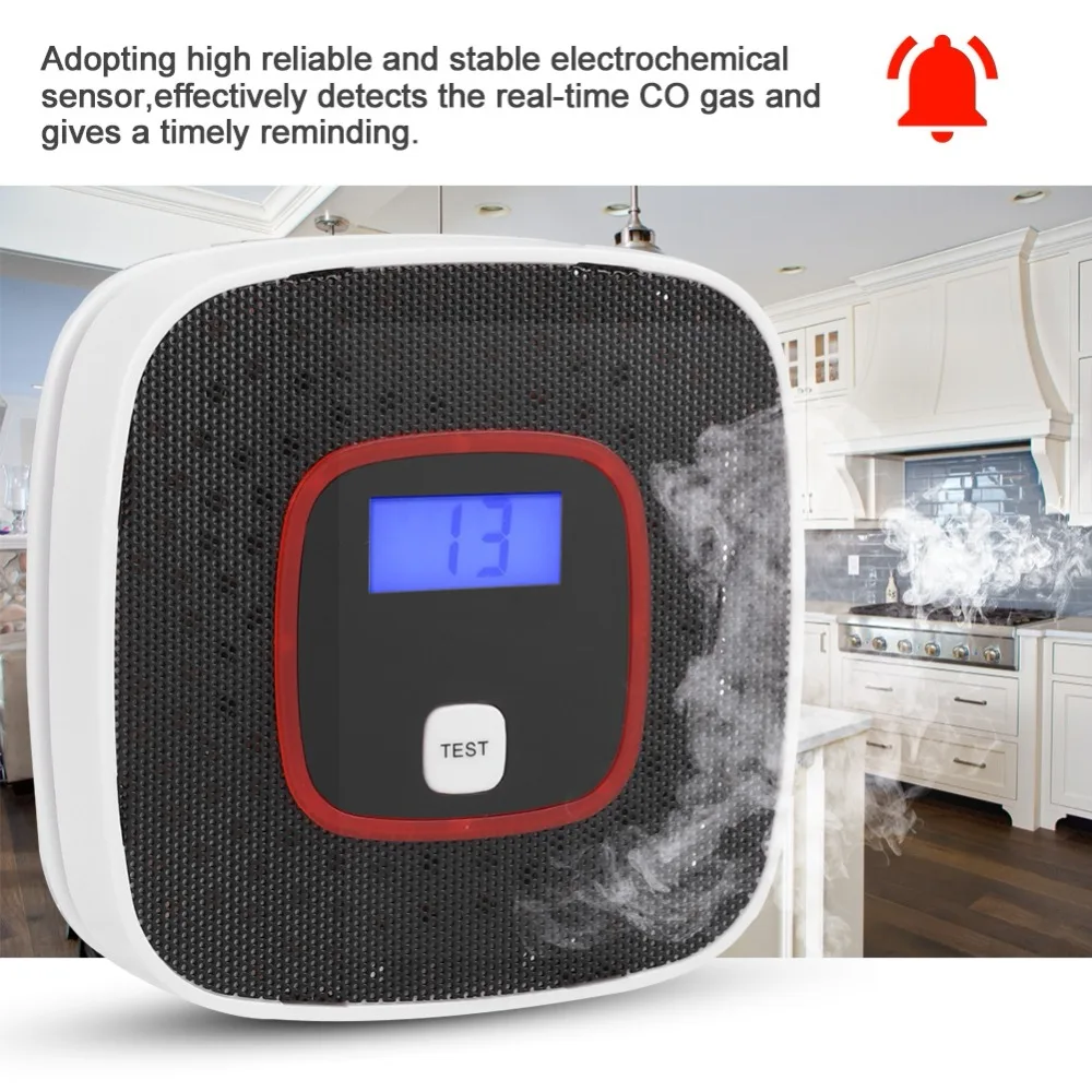 

LCD CO Carbon Monoxide Detector Alarm Sensor Poisoning Gas Analyzer Human Voice Prompt Tester