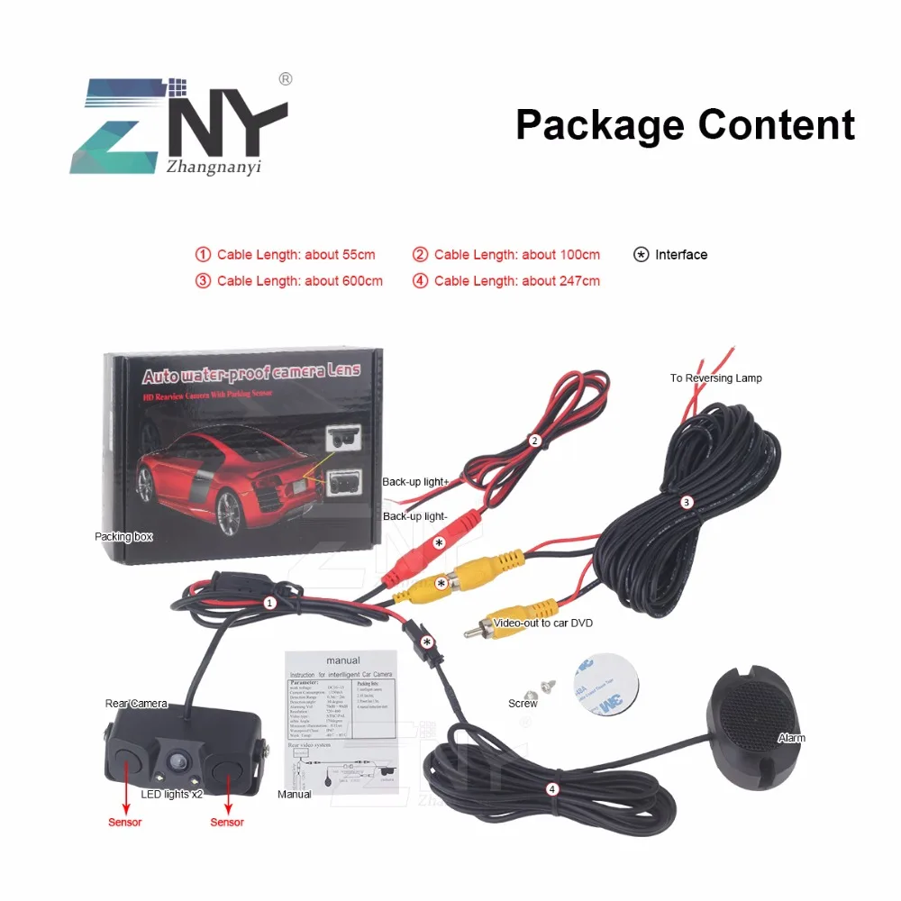 Dash Cam Car Camera With Sensor Rearview Radar Parking Sensors IP67 Waterproof